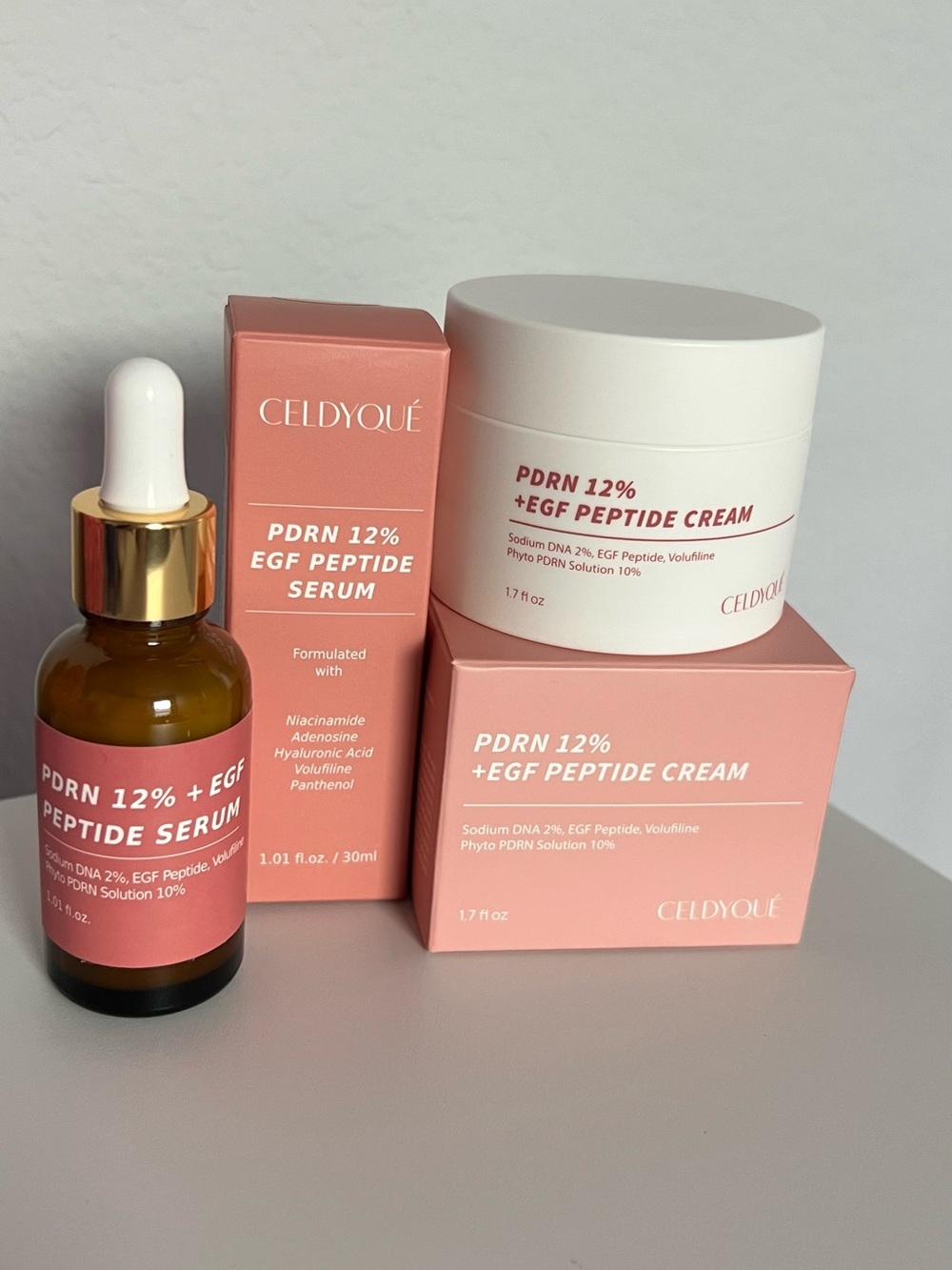 PDRN 12% + EGF Peptide Serum & Cream Set - Pink